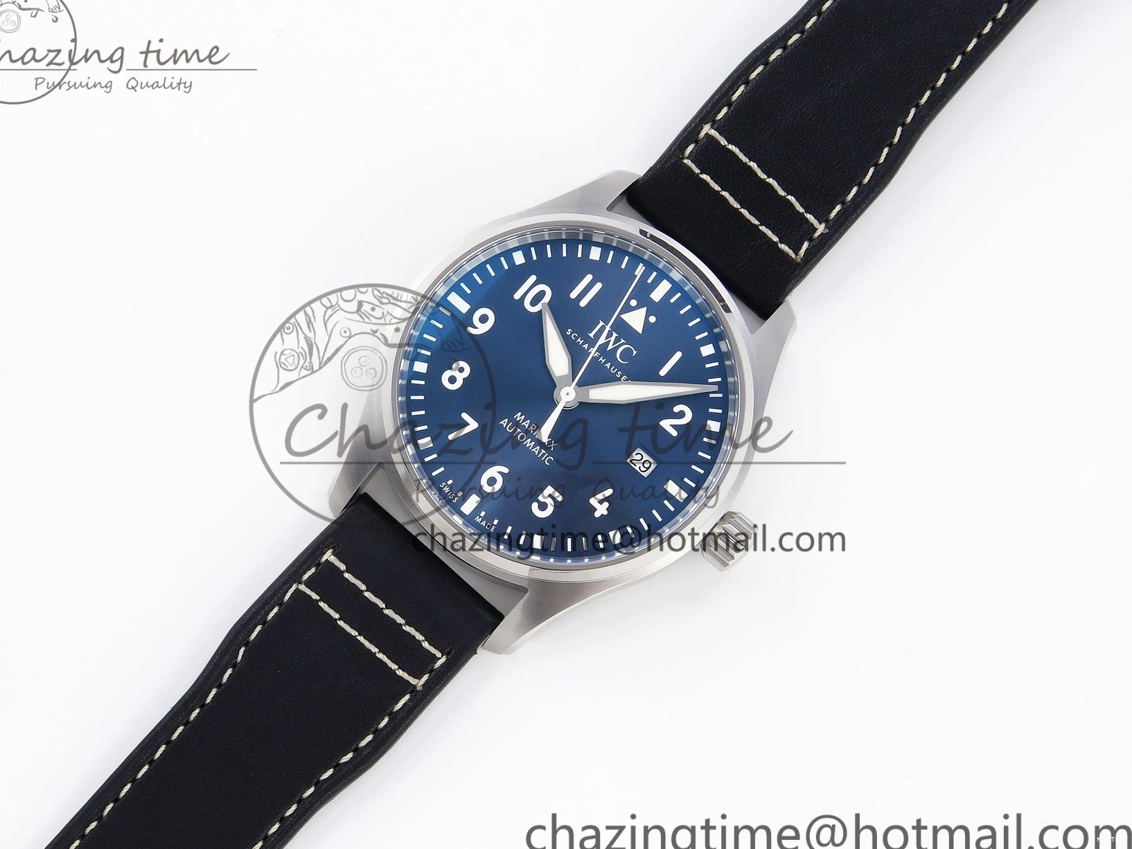 MIROTIME 1231 Pilot Mark XX IW328203 ZF 1:1 Best Edition Blue Dial on Dark Blue Leather Strap A Snug 7024